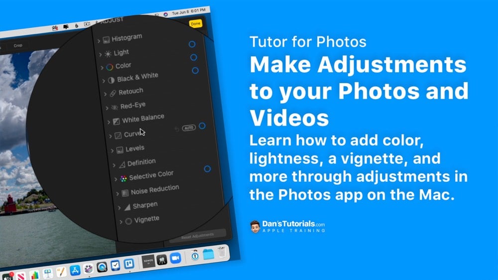 Make Adjustments to your Photos and Videos with Photos on the Mac.