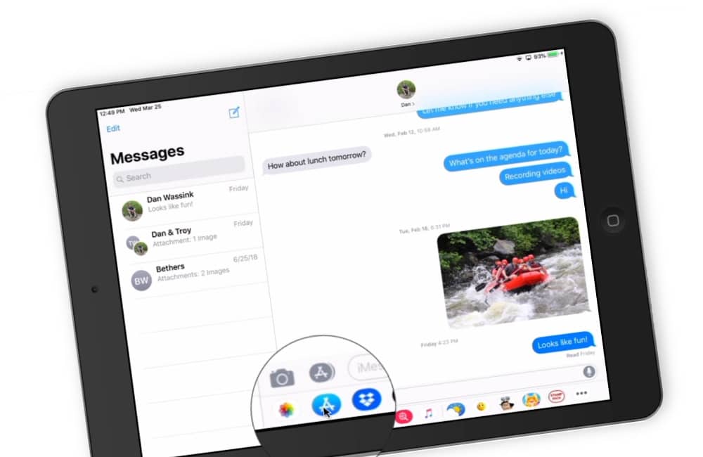 Managing apps in the Messages App on the iPad