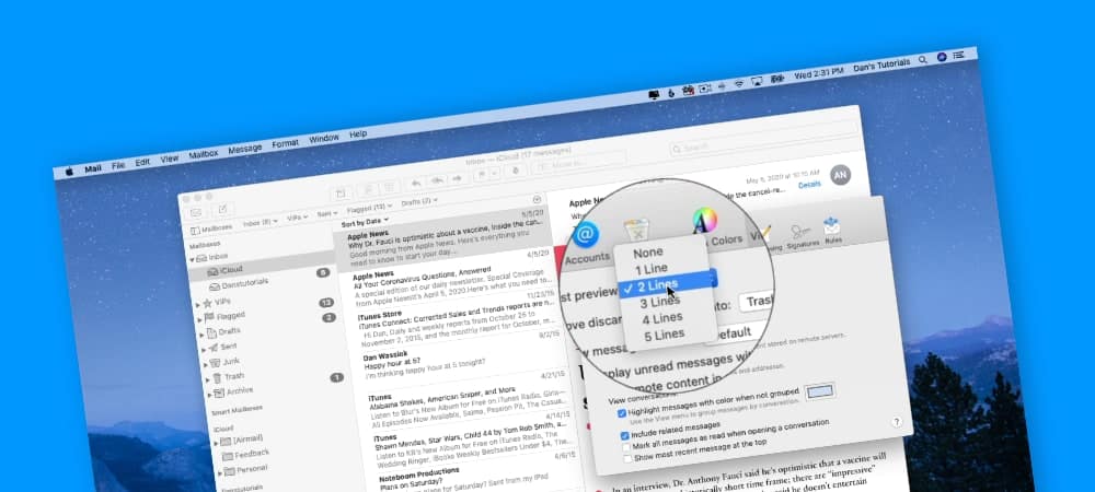 Setting Preview Lines in Mail on the Mac