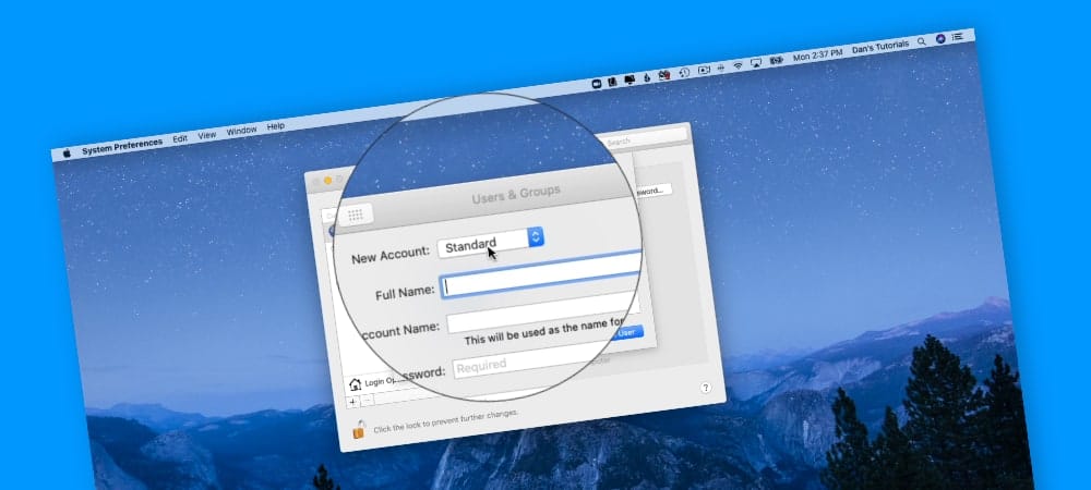 Creating new accounts on the Mac