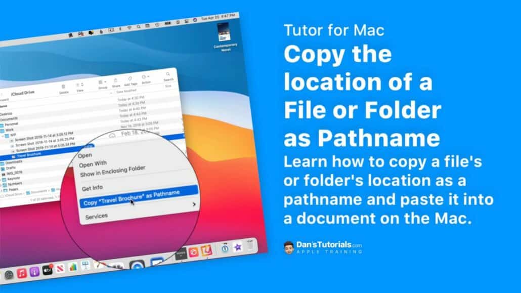 Copy the location of a File or Folder as Pathname on the Mac