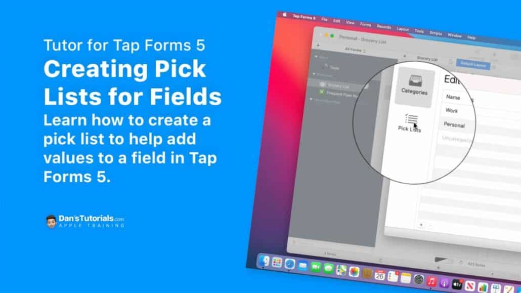 Creating Pick Lists for Fields in Tap Forms 5 on the Mac