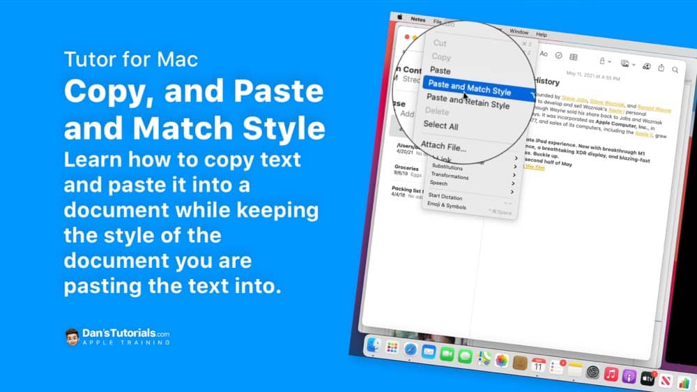 Copy, and Paste and Match Style on the Mac