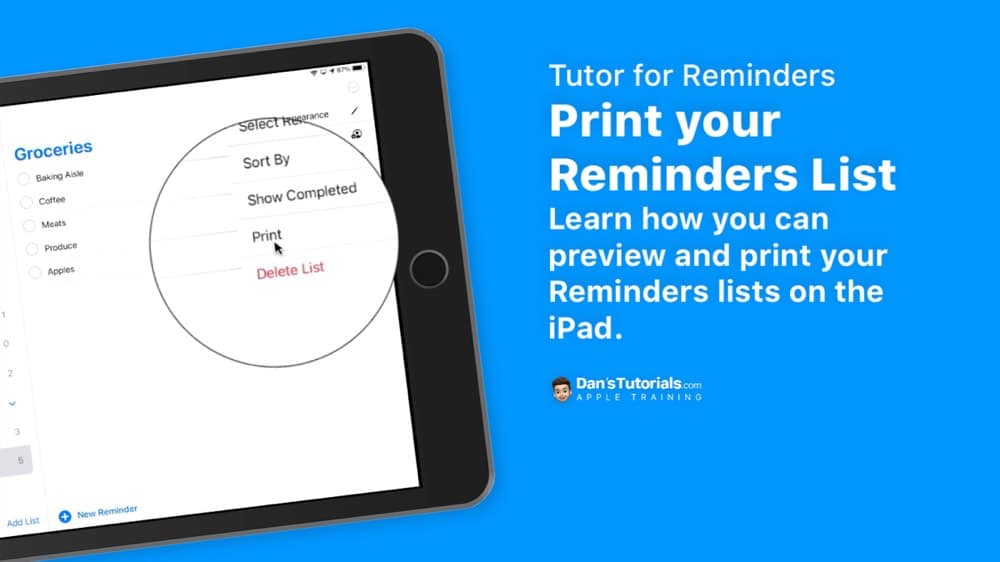 Print your reminders in the Reminders app on the iPad.