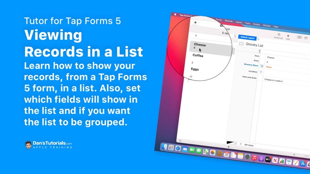 Viewing Records in a List in Tap Forms 5 on the Mac.