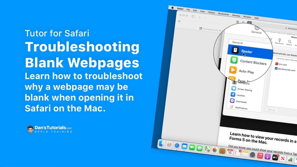 Troubleshooting Blank Webpages in Safari on the Mac