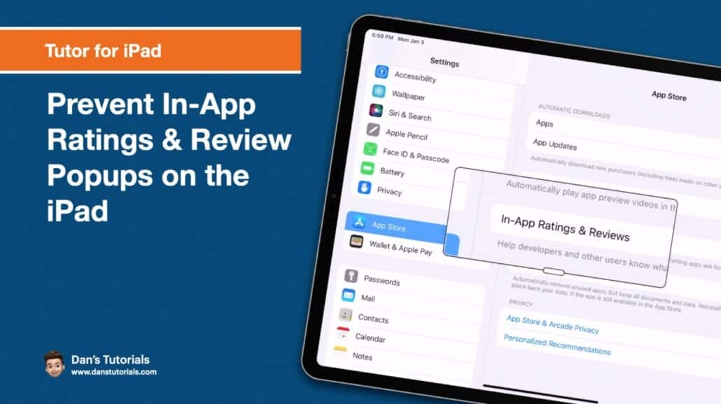 Prevent In-App Ratings & Review Popups on the iPad