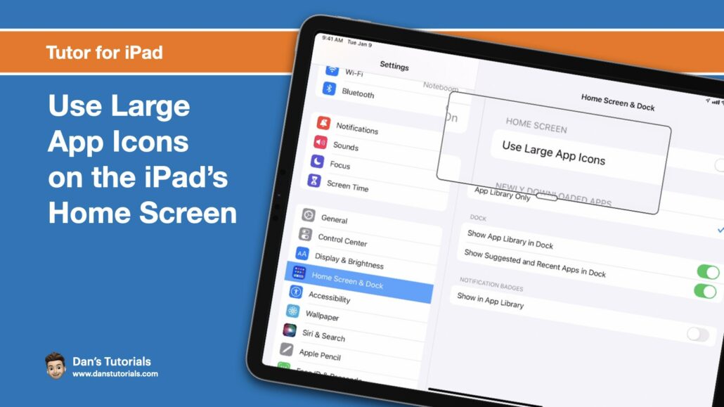 Use large Icons on the iPads Home Screen