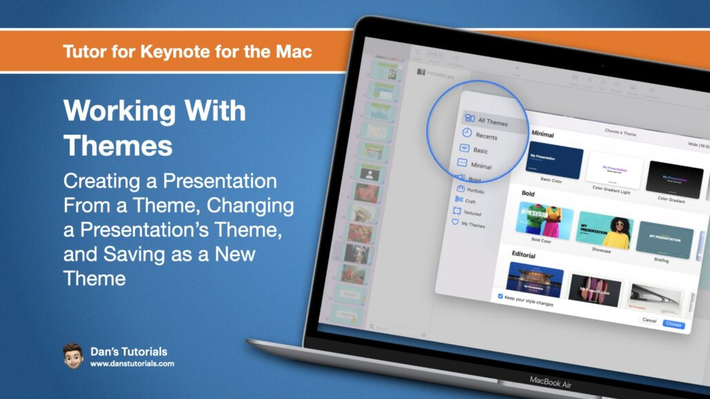 Select, Change, and Save Themes in Keynote on the Mac