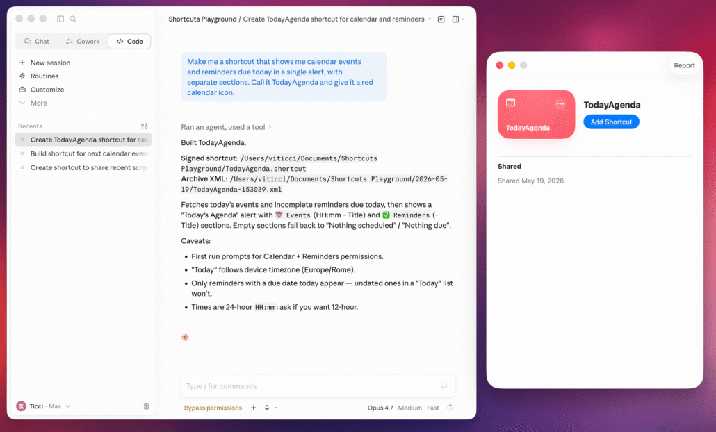 Introducing Shortcuts Playground: Create Apple Shortcuts with Claude Code or Codex