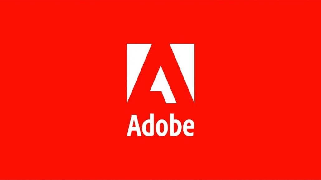 Adobe logo on a solid red background