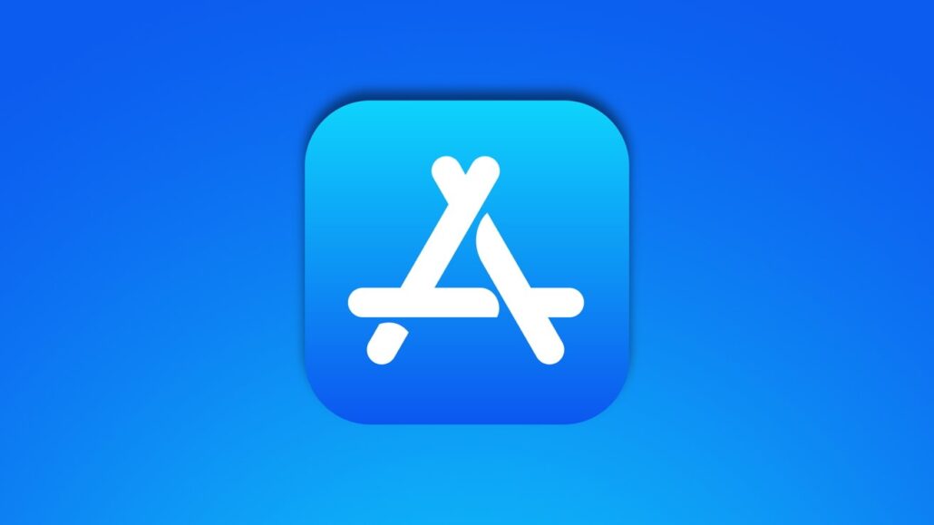 Blue gradient app icon with a white stylized 'A' logo in the center.