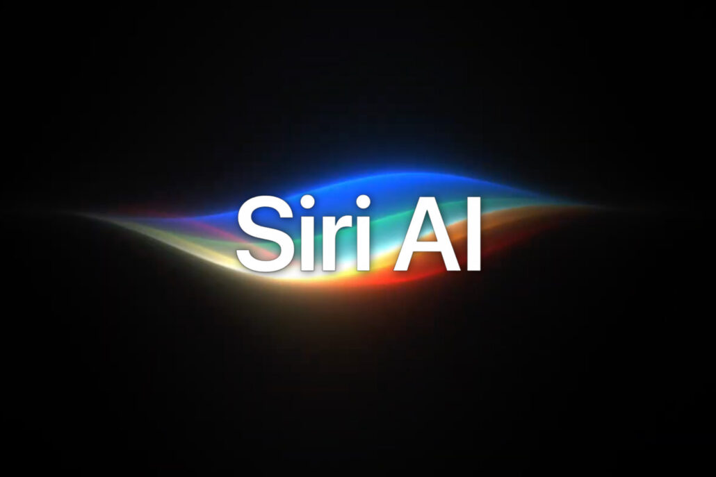 Branding image with the text 'Siri AI' over a multicolored wave on a black background.