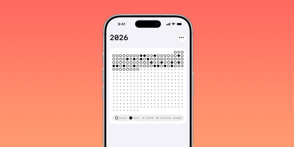 Indie App Spotlight oh my hours counts the hours youve wasted not your screen time - Dans Tutorials - Dans Tutorials Smartphone screen showing a 2026 UI with a large dot-matrix test grid and a small legend at the bottom.