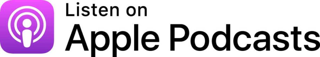 Promotional banner: Listen on Apple Podcasts (Apple Podcasts icon on left)